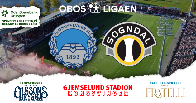 Event image KONGSVINGER - SOGNDAL | OBOS-LIGAEN 2026