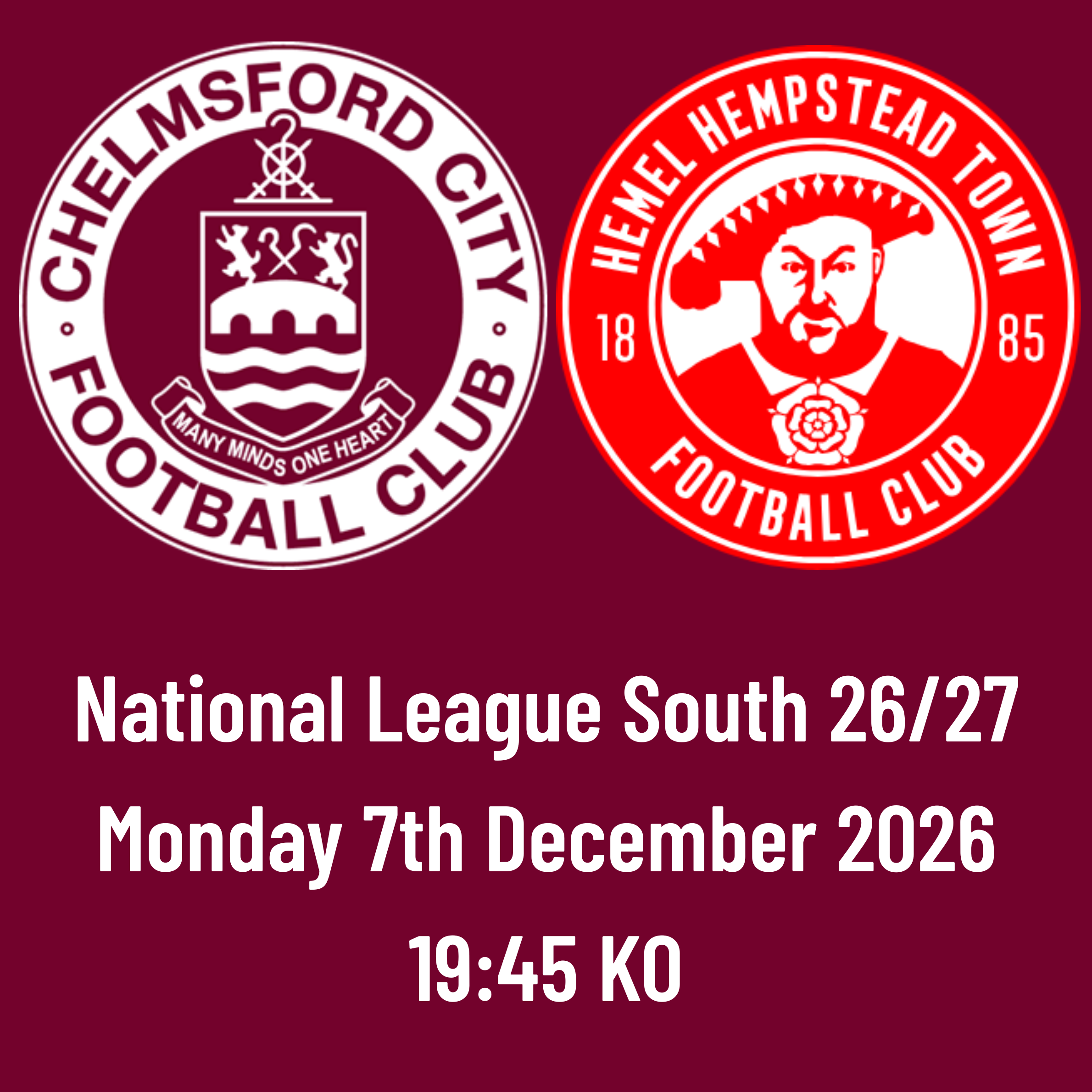 Event image HOME FANS: CCFC vs Hemel Hempstead Town