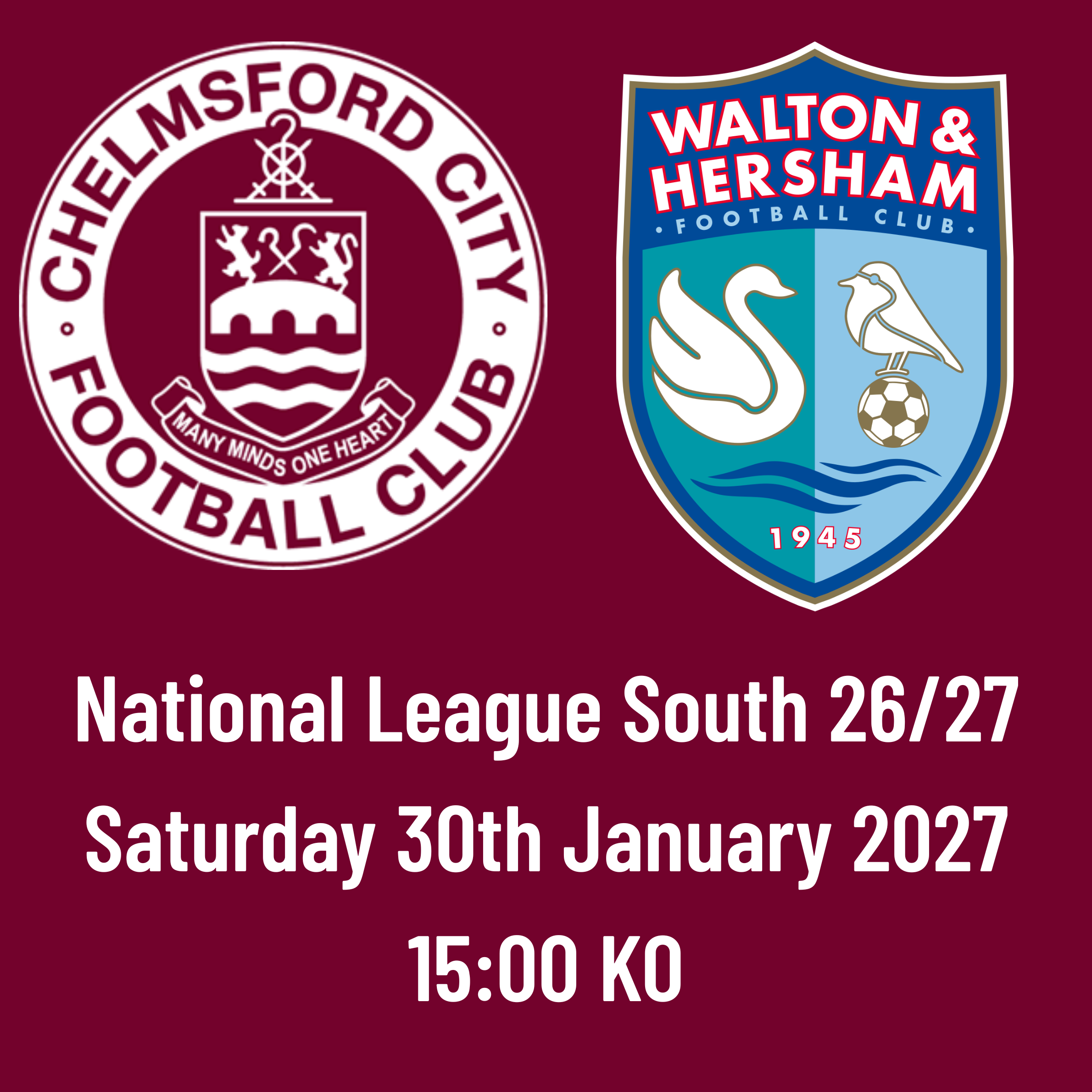 Event image HOME FANS: CCFC vs Walton & Hersham