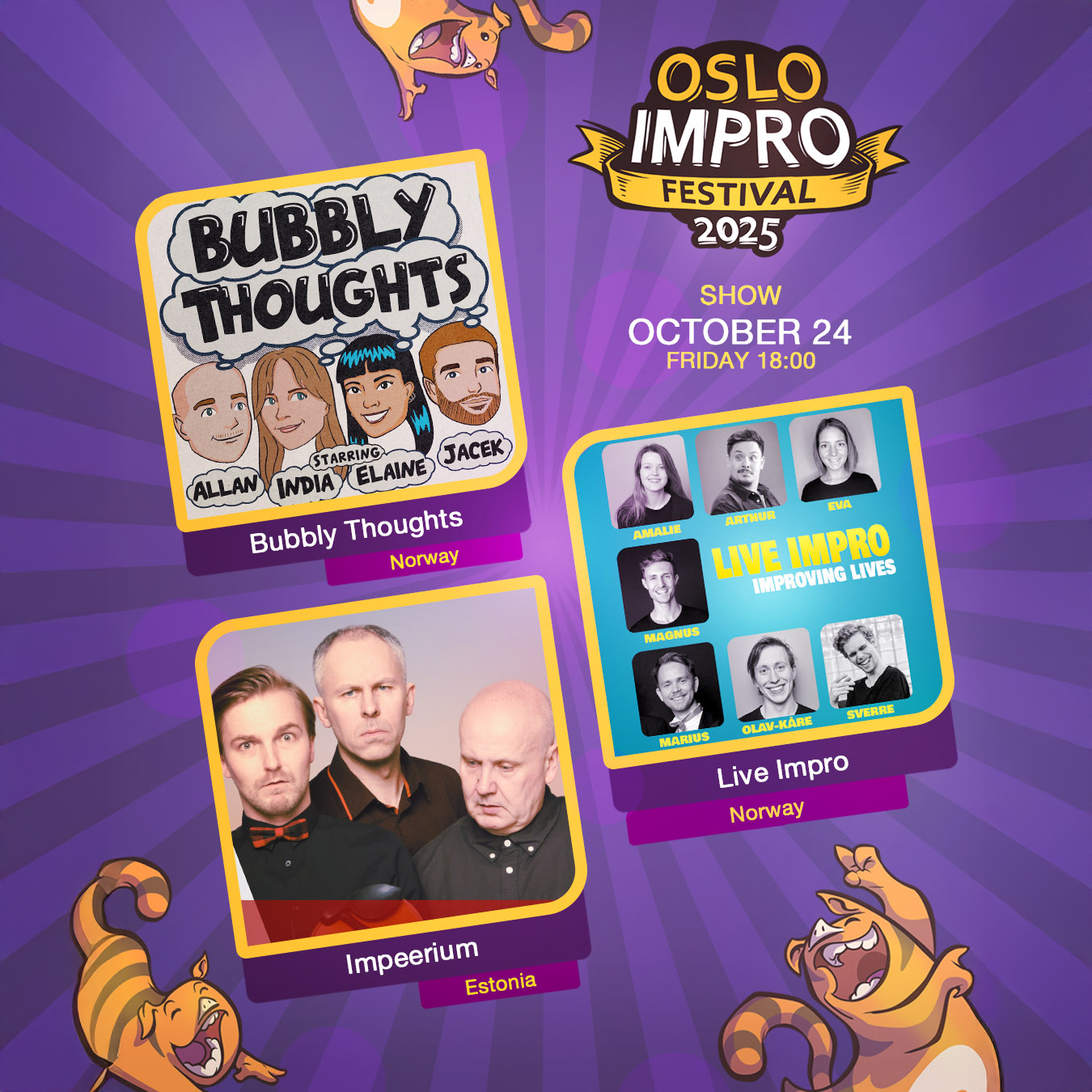 Event image Friday Teaterscenen 6 PM // Bubbly Thoughts | Improv in Gibberish (Estonia) | Live Impro // Oslo Impro Festival 2025